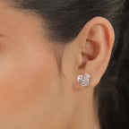 Diamond Triple Knot Stud Earrings (with Push Back) in Rose Gold Overlay Sterling Silver 0.25 Ct.