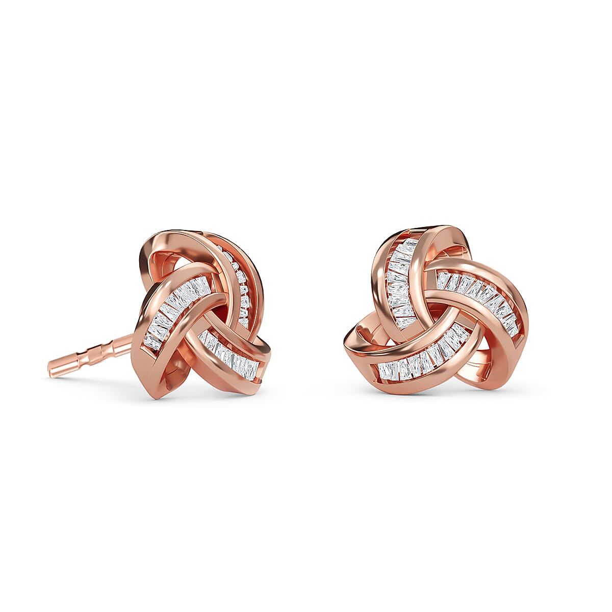The Merging Trinity 0.23 Ct. Diamond Knot Stud Earrings in Rose Gold Plated Sterling Silver 3696082 4