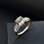The Royal Cushion - AAA Turkizite (3.55Ct) & Natural White Diamond (I2-G-H) Ring in 14K Yellow Gold 4.10 Ct.