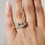 The Royal Cushion - AAA Turkizite (3.55Ct) & Natural White Diamond (I2-G-H) Ring in 14K Yellow Gold 4.10 Ct.