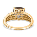 The Royal Cushion - AAA Turkizite (3.55Ct) & Natural White Diamond (I2-G-H) Ring in 14K Yellow Gold 4.10 Ct.
