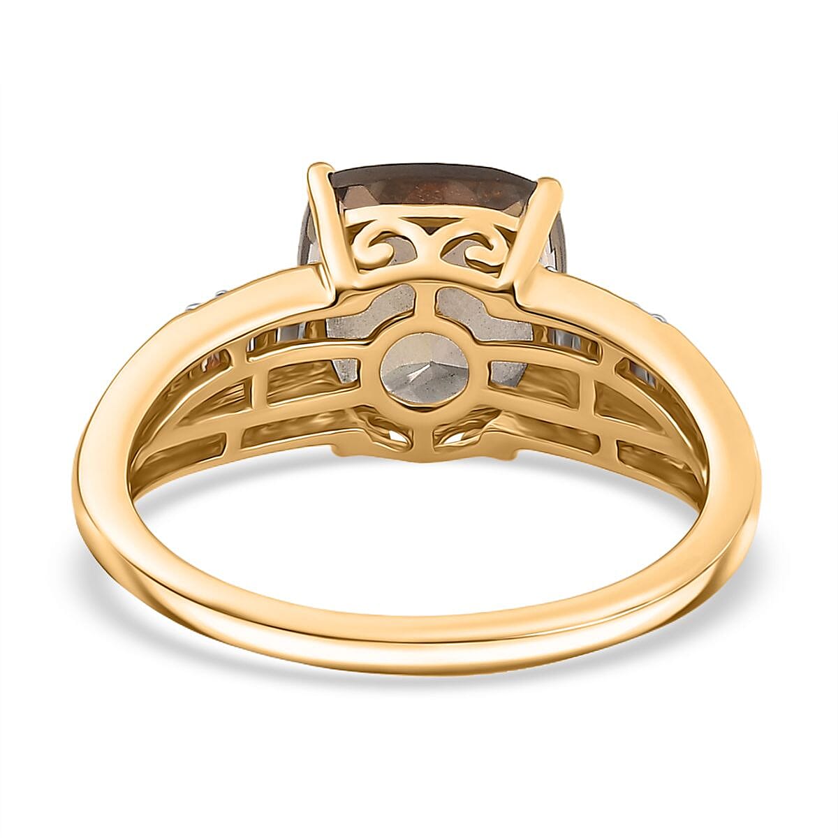 The Royal Cushion - AAA Turkizite (3.55Ct) and Natural White Diamond (I2-G/H) Ring in 14K Yellow Gold 4.10 Cts. 8048888 5