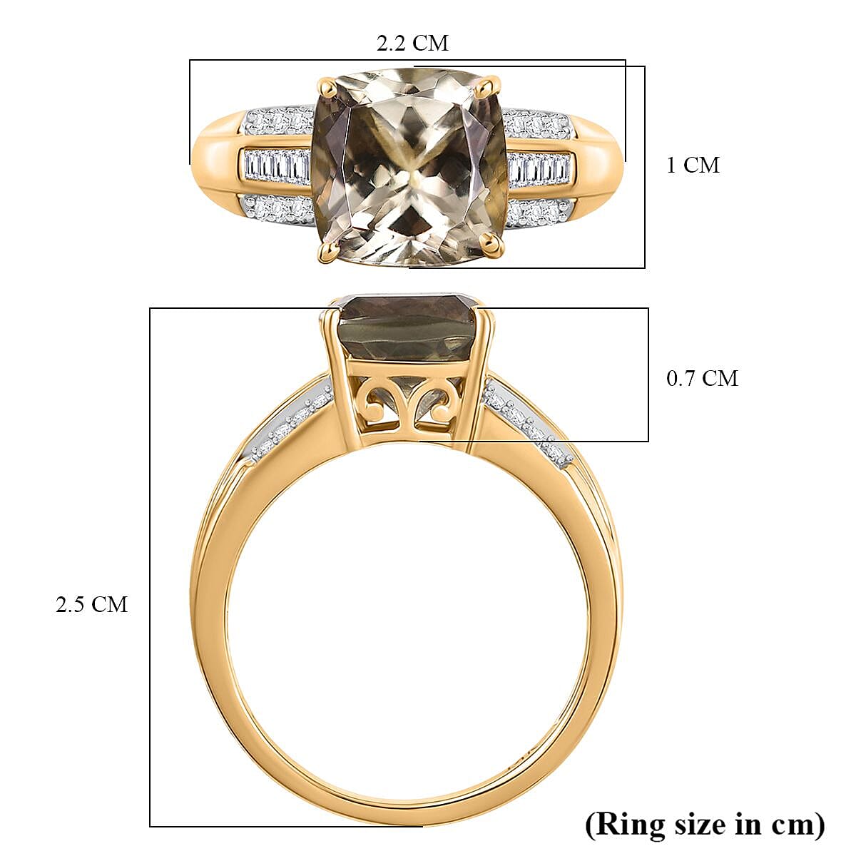 The Royal Cushion - AAA Turkizite (3.55Ct) and Natural White Diamond (I2-G/H) Ring in 14K Yellow Gold 4.10 Cts. 8048888 6
