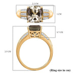 The Royal Cushion - AAA Turkizite (3.55Ct) & Natural White Diamond (I2-G-H) Ring in 14K Yellow Gold 4.10 Ct.