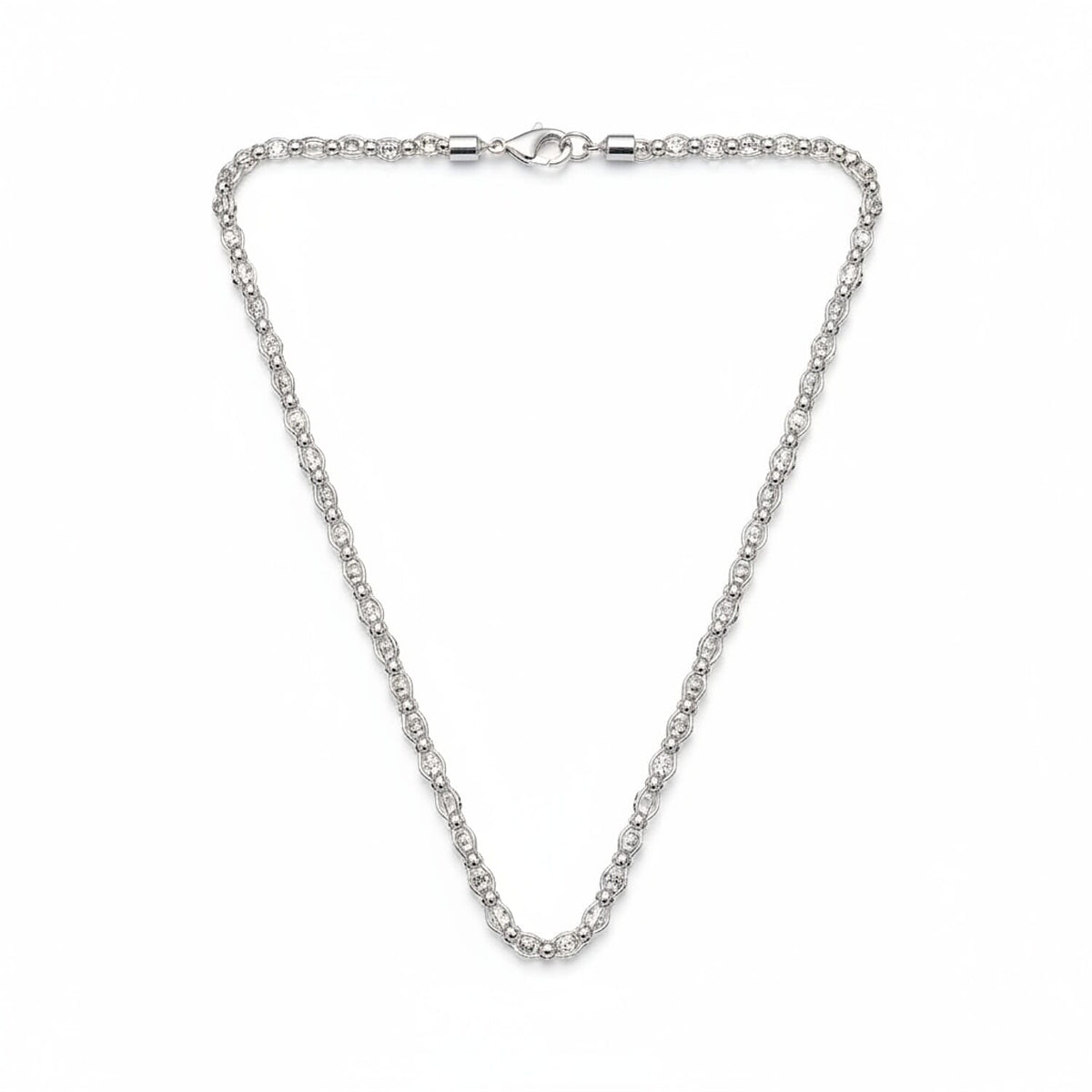 The Silver Marquise Cascade Necklace with Lobster Clasp in Rhodium Overlay Sterling Silver 18 Inch 8356439 0