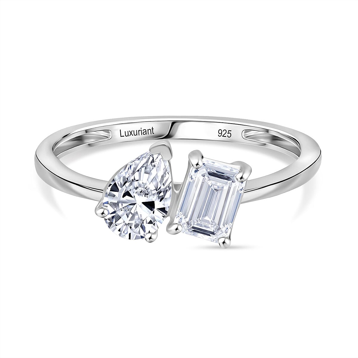 LUXURIANT 1 Ct. Lab Grown Diamond VS E-F Toi Et Moi Ring in Rhodium Overlay Sterling Silver V32622544 0
