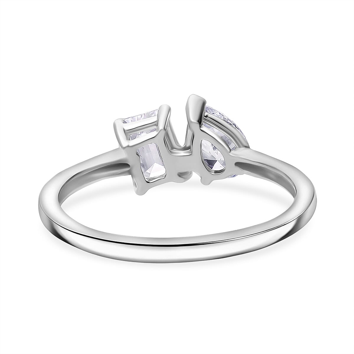 LUXURIANT 1 Ct. Lab Grown Diamond VS E-F Toi Et Moi Ring in Rhodium Overlay Sterling Silver V32622544 4