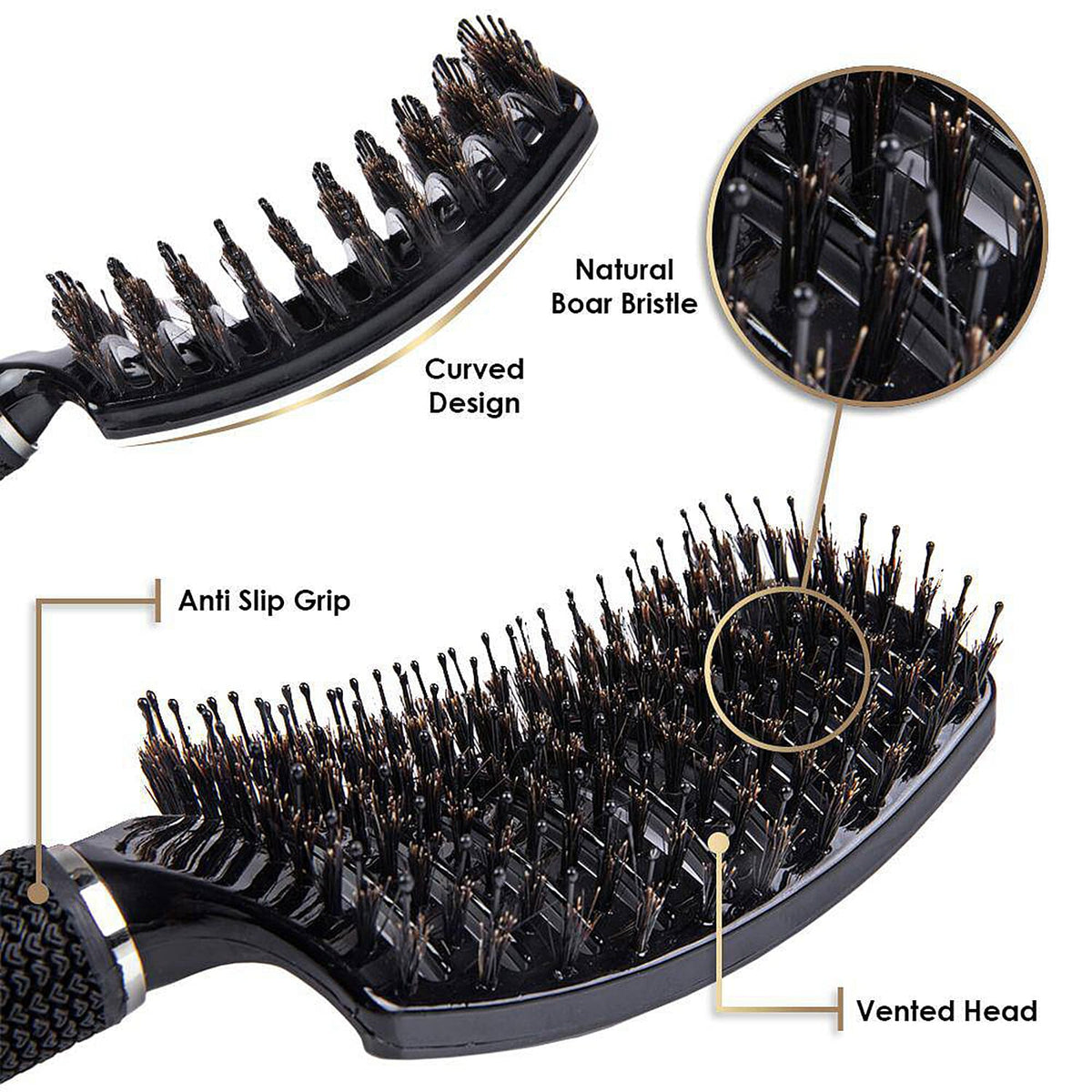 Thick Tails Salon Professional Boar Bristle Hair Brush 7578430 2