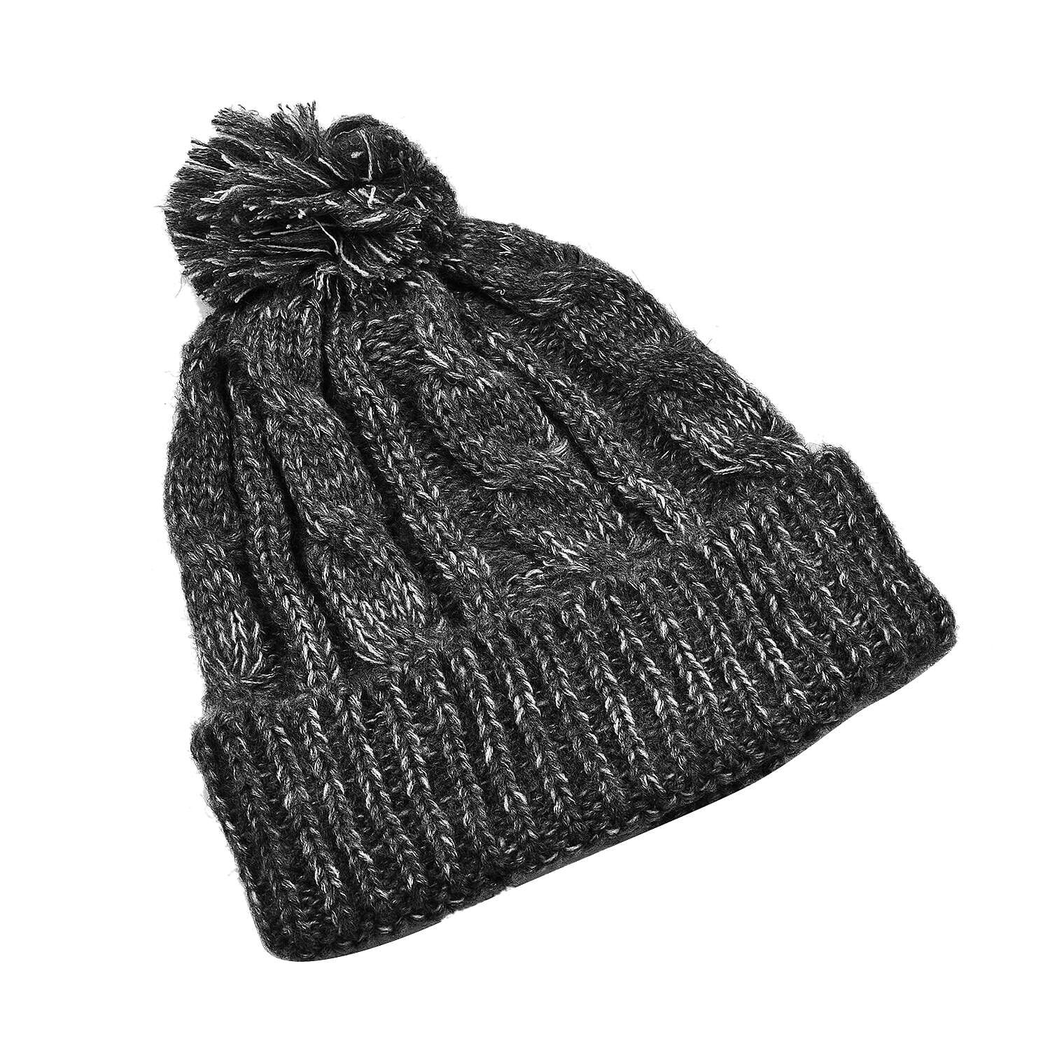 Thomas Calvi Acrylic Cable Bobble Winter Hat- Dark Grey 7301754 1