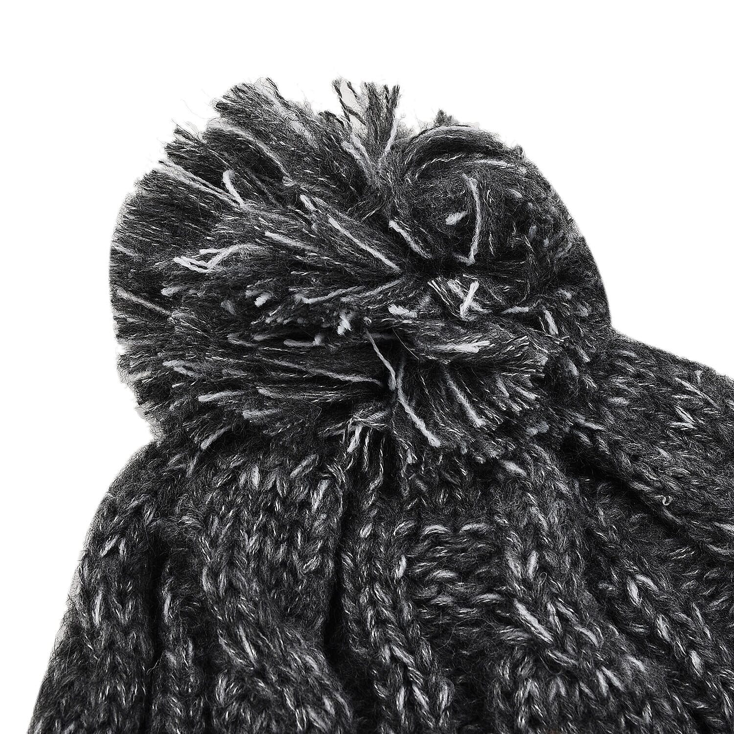 Thomas Calvi Acrylic Cable Bobble Winter Hat- Dark Grey 7301754 3