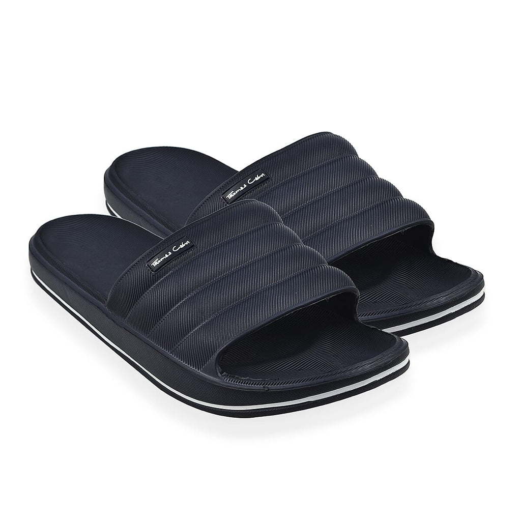 Thomas Calvi Comfortable Summer Sliders in Navy Blue (Size 7)