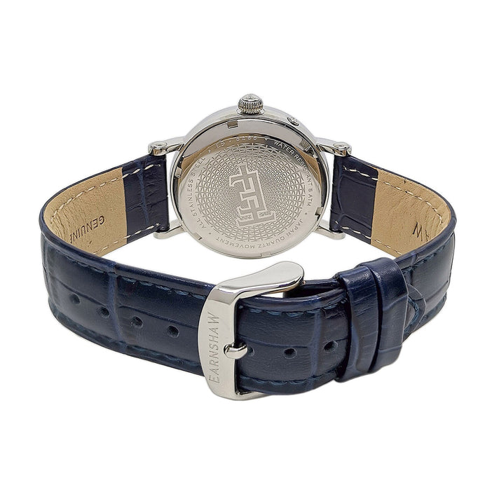 Thomas Earnshaw Messier Moonphase Calendar Mens Japanese Quartz Movement Silver Case 5 ATM Water Resistant Watch with Blue Leather Strap 7594518 2