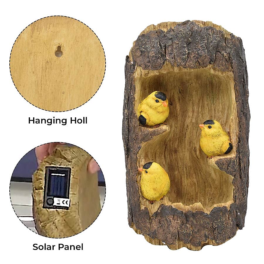 Three Birds Outdoor Solar Squirrel Outdoor Light for Garden and Home Decor - Yellow Birds and Yellow Light 6239752 3