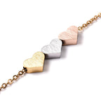 Triple Heart Necklace (Size 18 with 2 inch Extender ) in Tri-Tone Stainless Steel