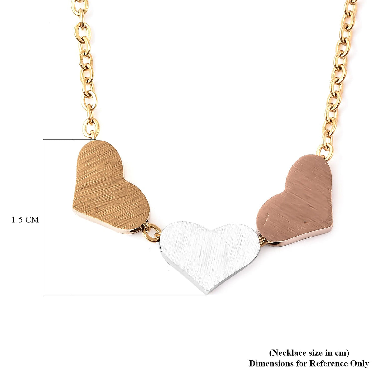Three Heart Necklace Size 18 with 2 inch Extender in Triple Tone 6039682 7