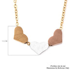 Triple Heart Necklace (Size 18 with 2 inch Extender ) in Tri-Tone Stainless Steel