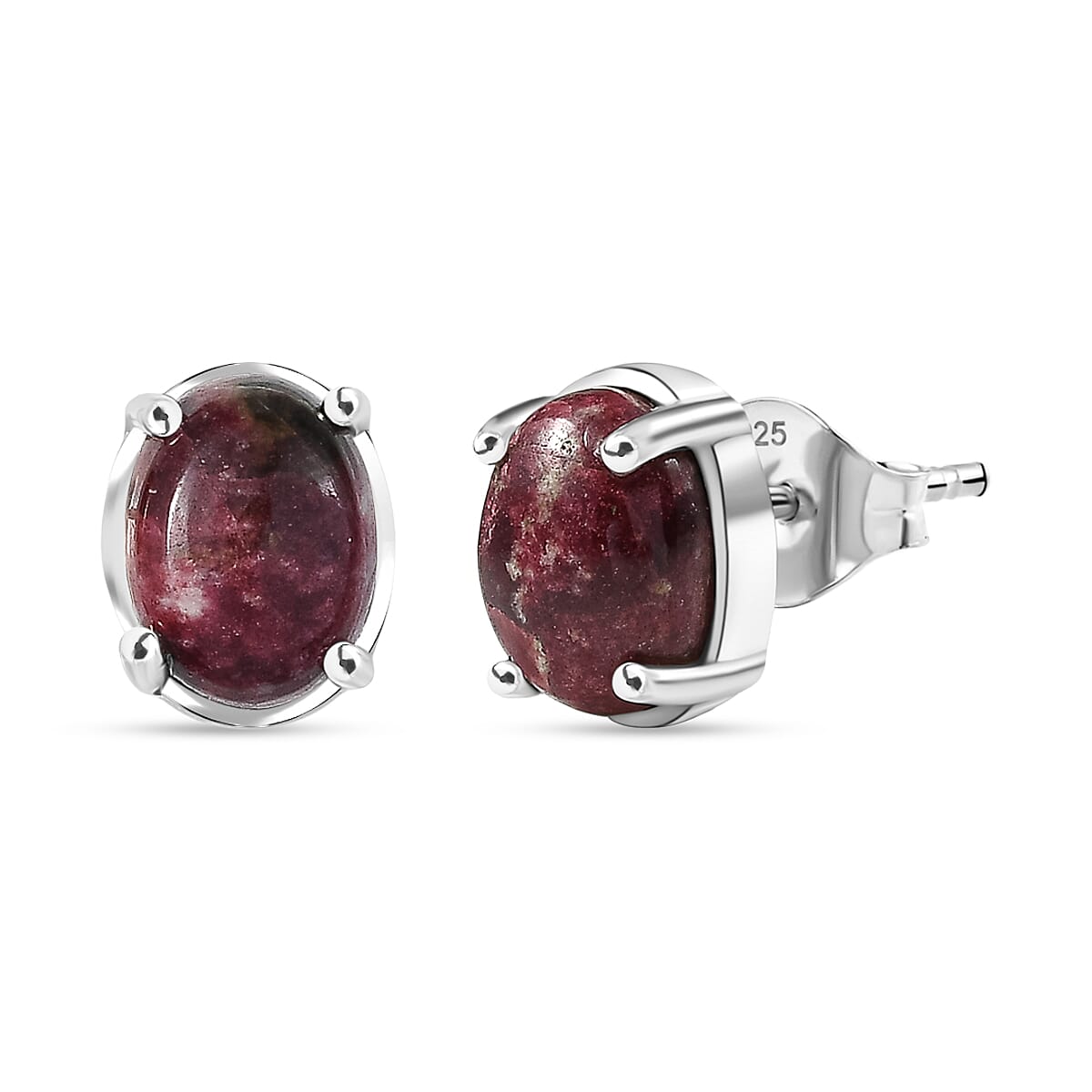 Natural Thulite Earring with Push Back in Platinum Overlay Sterling Silver 3.12 Ct. 8270069 0