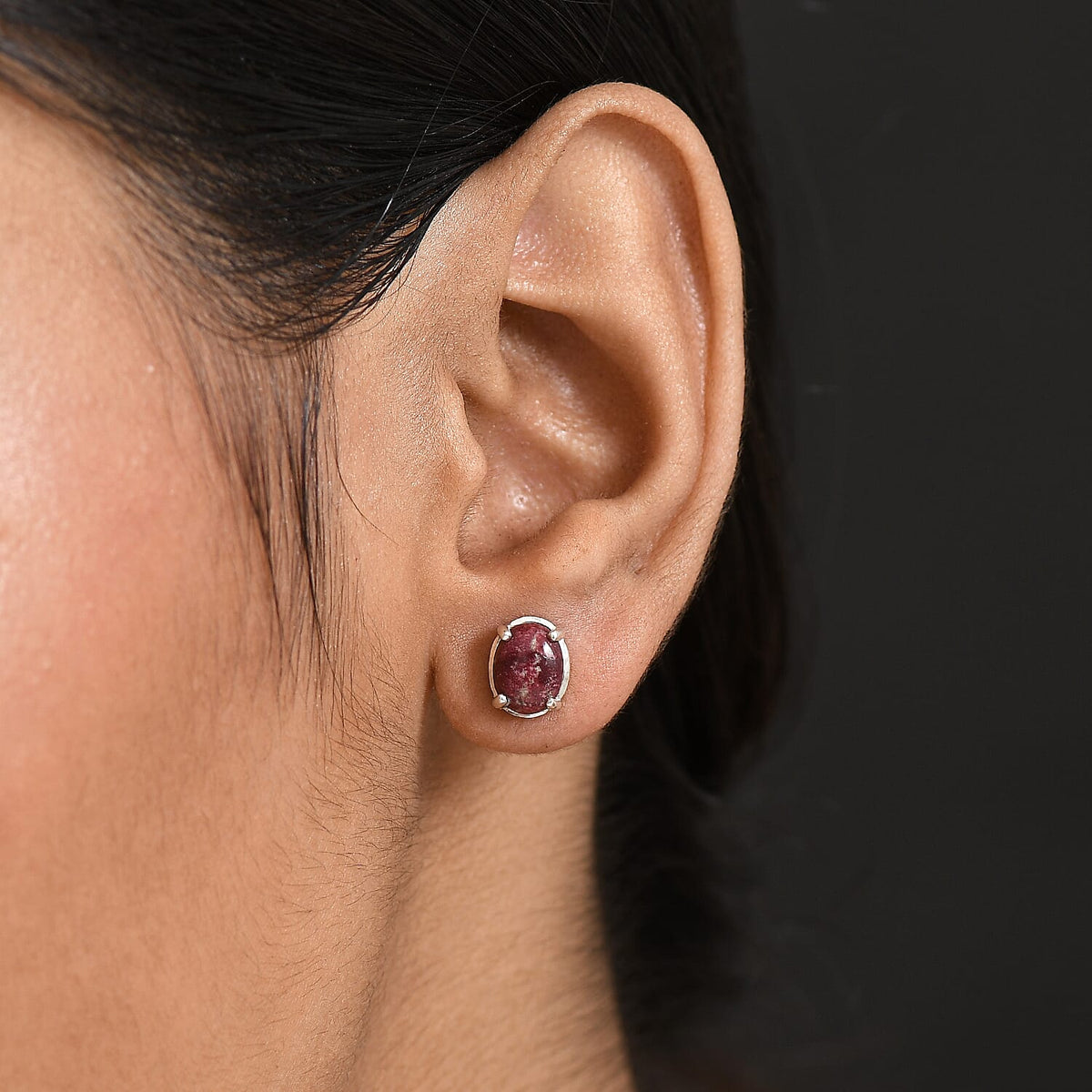 Natural Thulite Earring with Push Back in Platinum Overlay Sterling Silver 3.12 Ct. 8270069 3