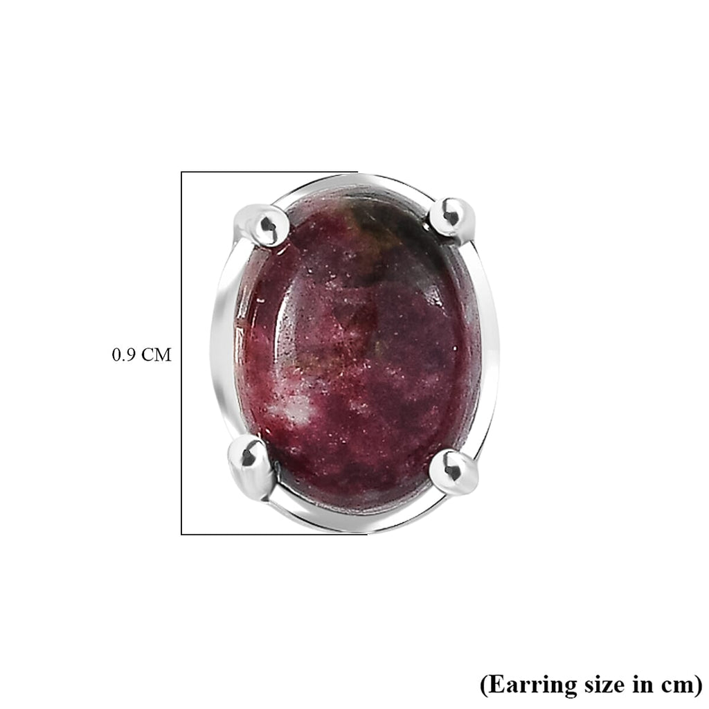 Natural Thulite Earring with Push Back in Platinum Overlay Sterling Silver 3.12 Ct.