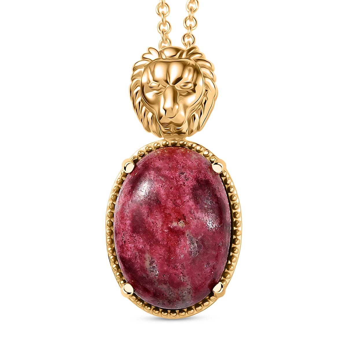 EverTrue Natural Thulite Pendant with Chain (Size 20) in Yellow Gold Plated 15.69 Ct. 4422991 0