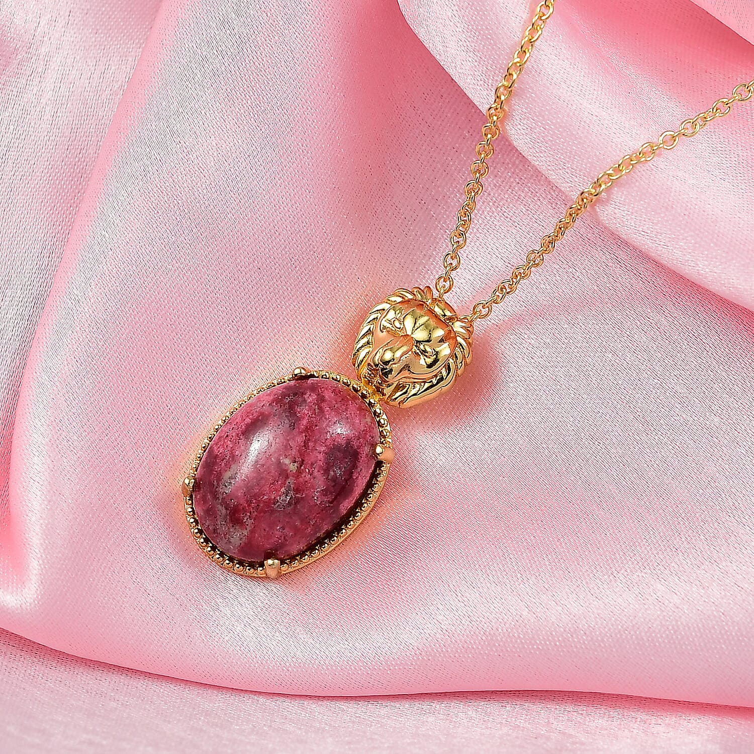 EverTrue Natural Thulite Pendant with Chain (Size 20) in Yellow Gold Plated 15.69 Ct. 4422991 3