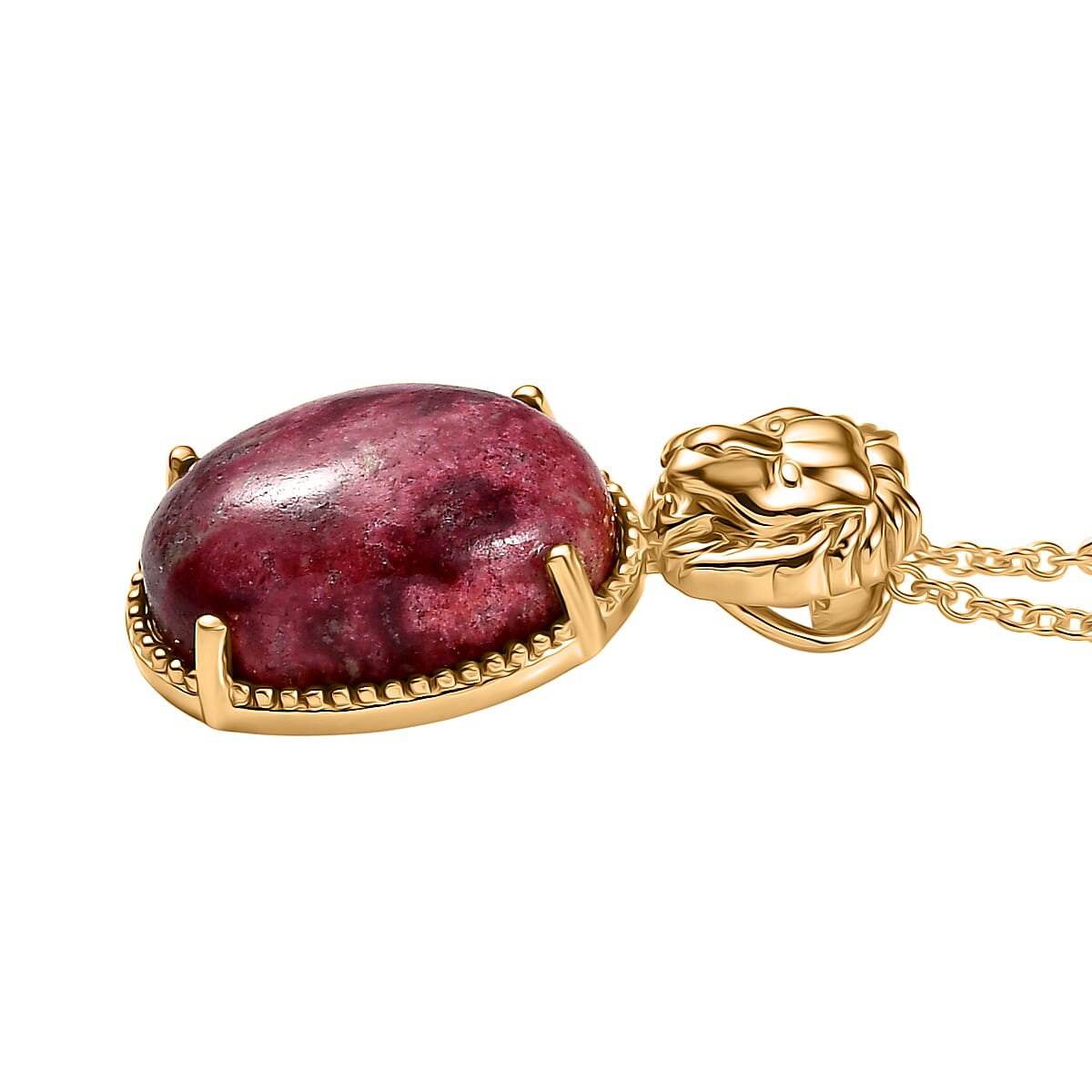 EverTrue Natural Thulite Pendant with Chain (Size 20) in Yellow Gold Plated 15.69 Ct. 4422991 4
