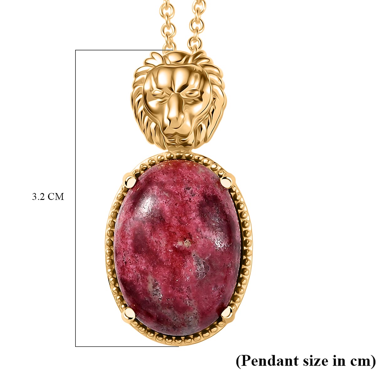 EverTrue Natural Thulite Pendant with Chain (Size 20) in Yellow Gold Plated 15.69 Ct. 4422991 6