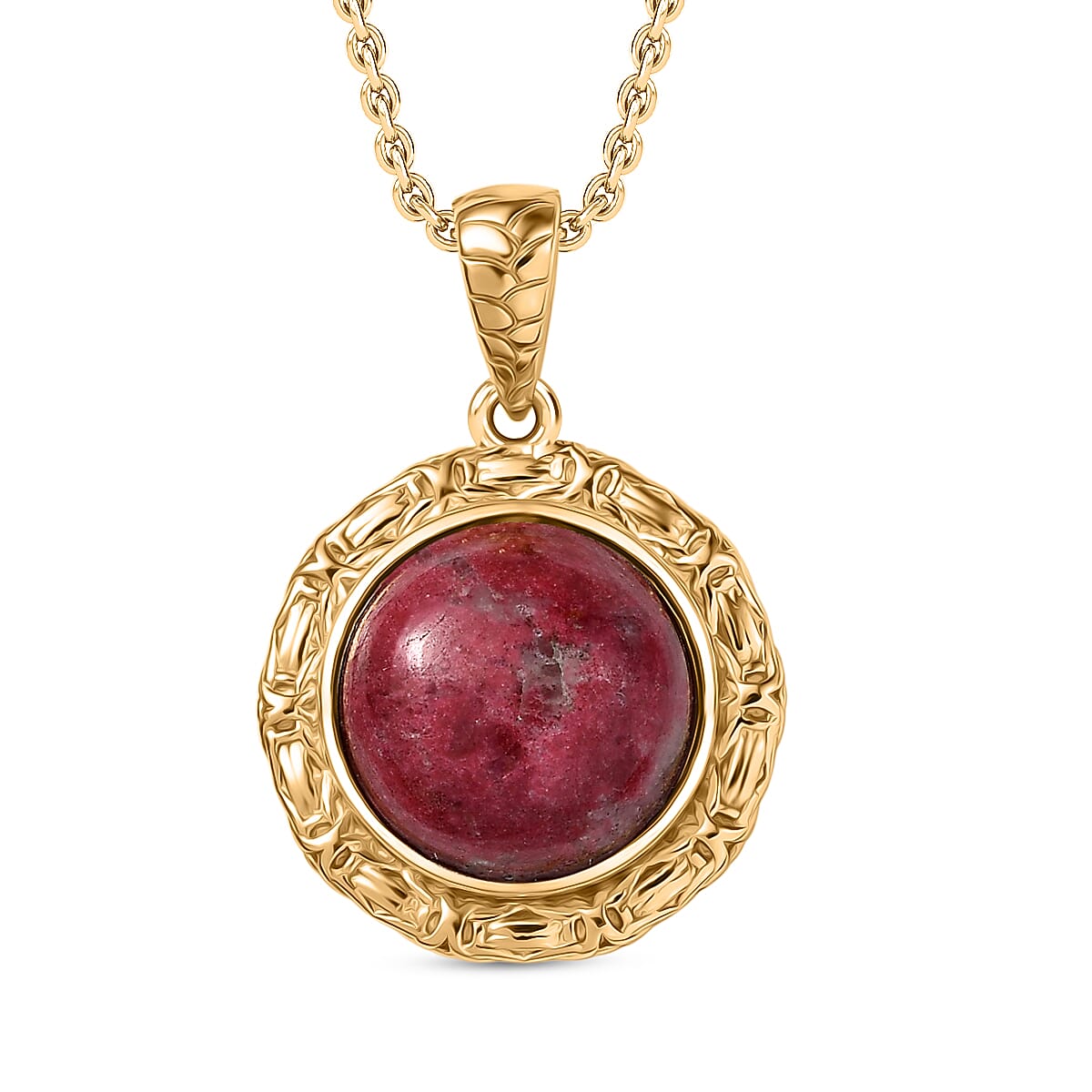 EverTrue Natural Thulite Pendant with Chain (Size 20) in Yellow Gold Plated 7.84 Ct. 4421923 0