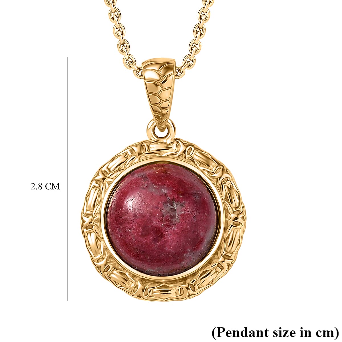 EverTrue Natural Thulite Pendant with Chain (Size 20) in Yellow Gold Plated 7.84 Ct. 4421923 6