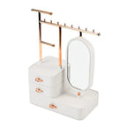 Tiered Tower Jewelry Holder with 360 Degree Rotating Mirror, 3 Layer Drawer (Size 25x15x37 cm) - White