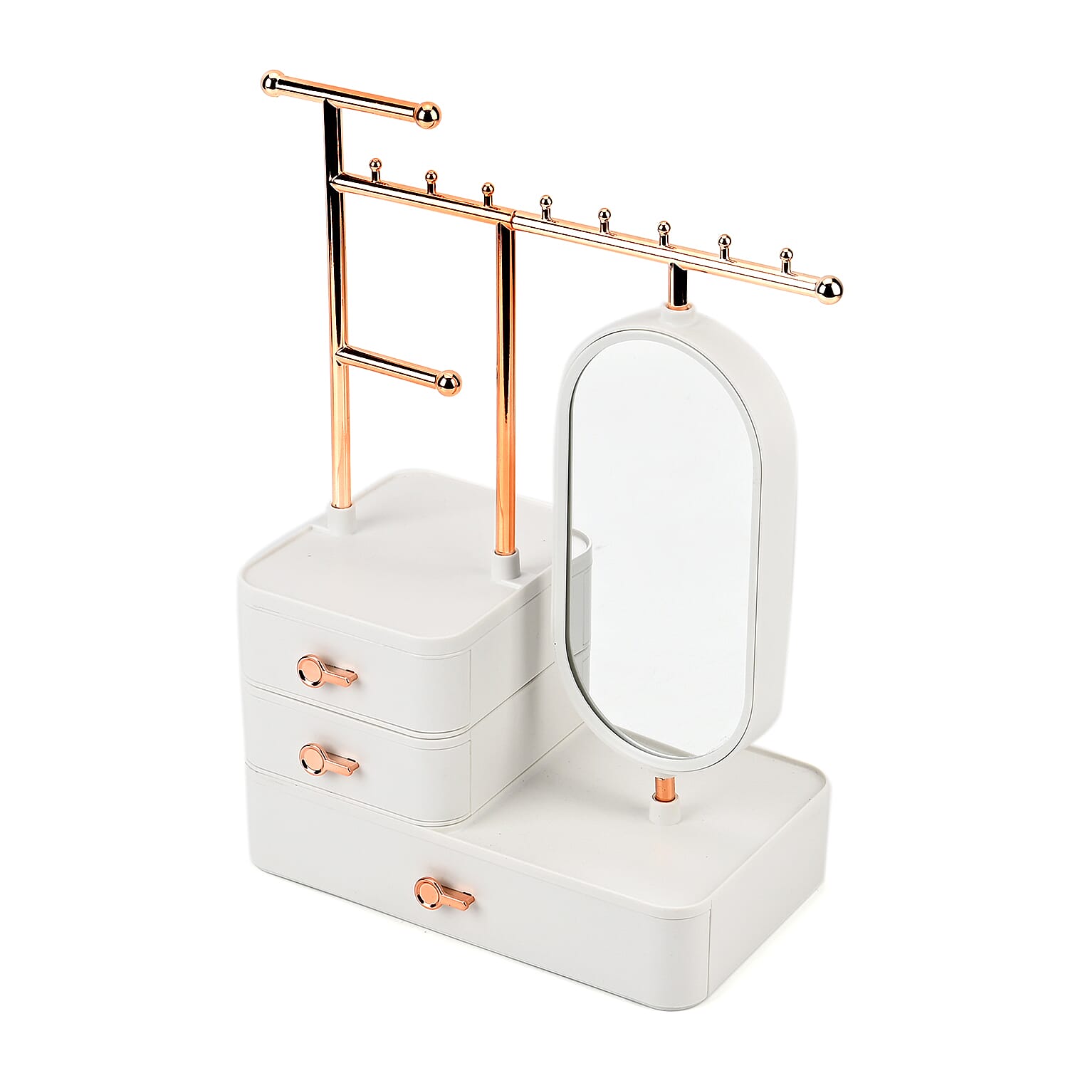 Tiered Tower Jewellery Holder with 360 Degree Rotating Mirror, 3 Layer Drawer (Size 25x15x37 cm) 8484112 0