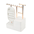 Tiered Tower Jewelry Holder with 360 Degree Rotating Mirror, 3 Layer Drawer (Size 25x15x37 cm) - White