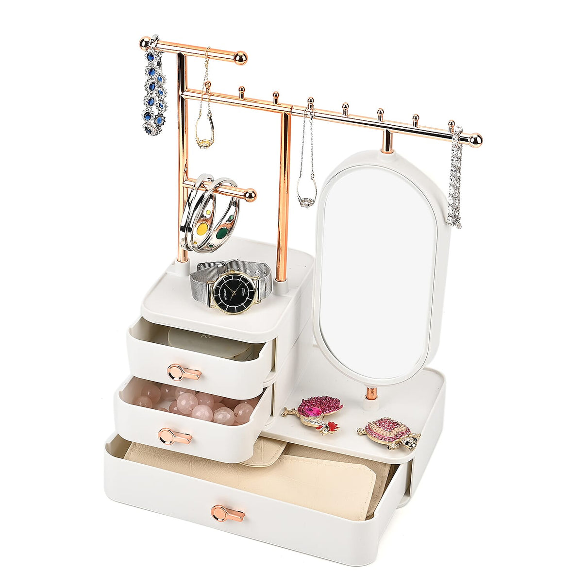 Tiered Tower Jewellery Holder with 360 Degree Rotating Mirror, 3 Layer Drawer (Size 25x15x37 cm) 8484112 7