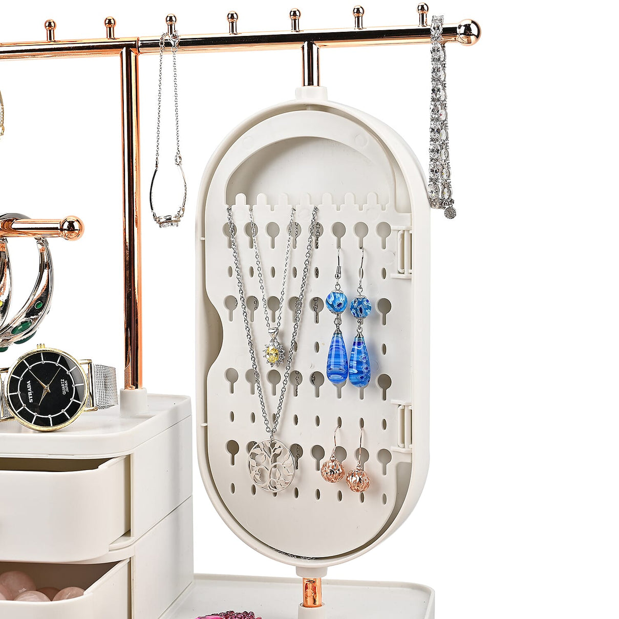 Tiered Tower Jewellery Holder with 360 Degree Rotating Mirror, 3 Layer Drawer (Size 25x15x37 cm) 8484112 8