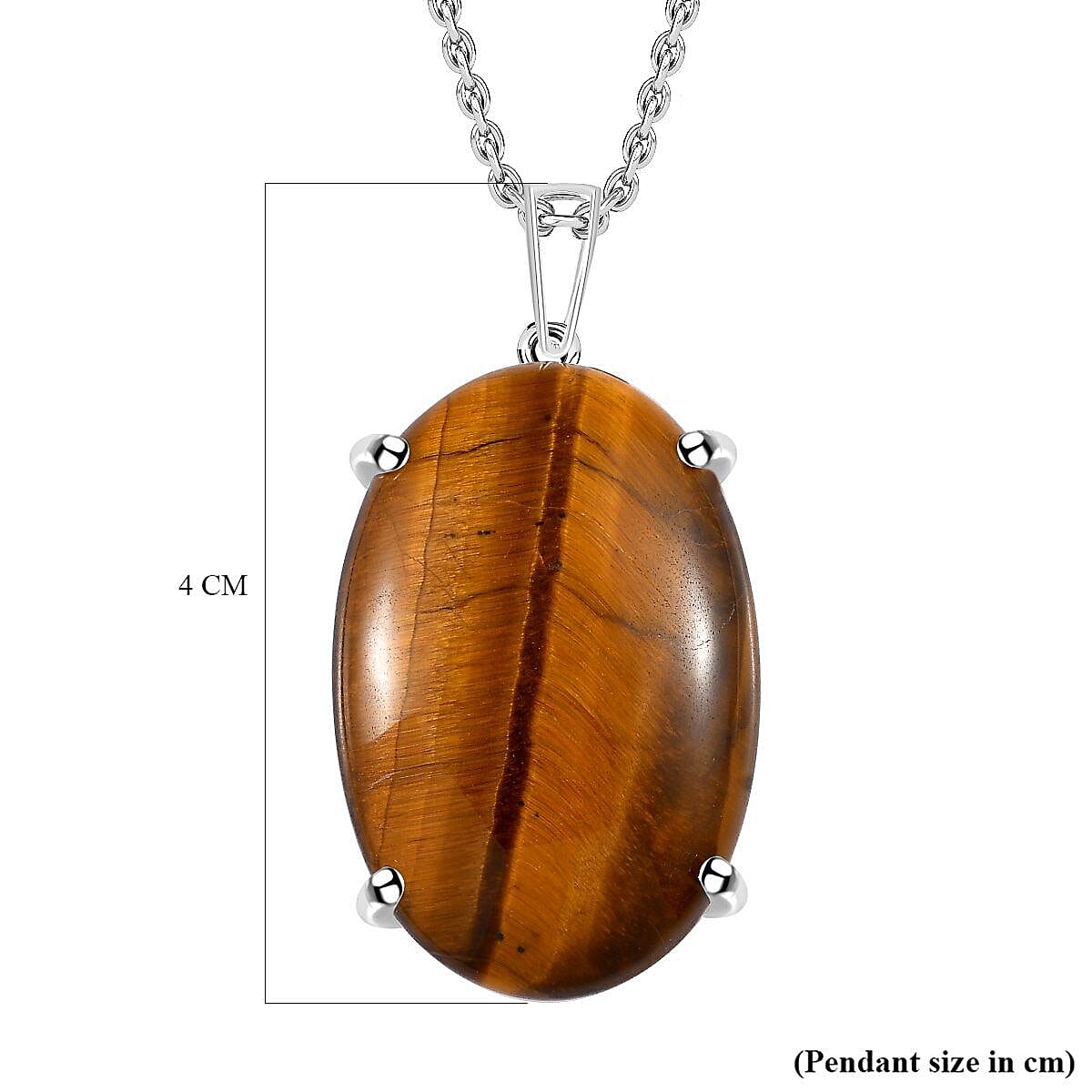 Tigers Eye Sterling Silver Solitaire Pendant with Free Chain 27.00 Ct 4205785 6