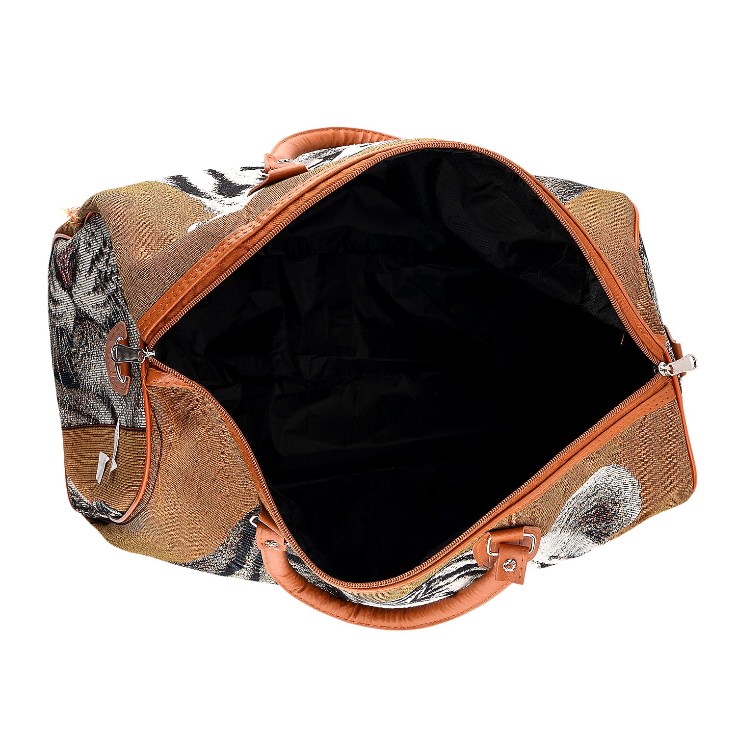 Life Style Tiger Print Duffel Bag with Shoulder Strap - Brown V32370353 8