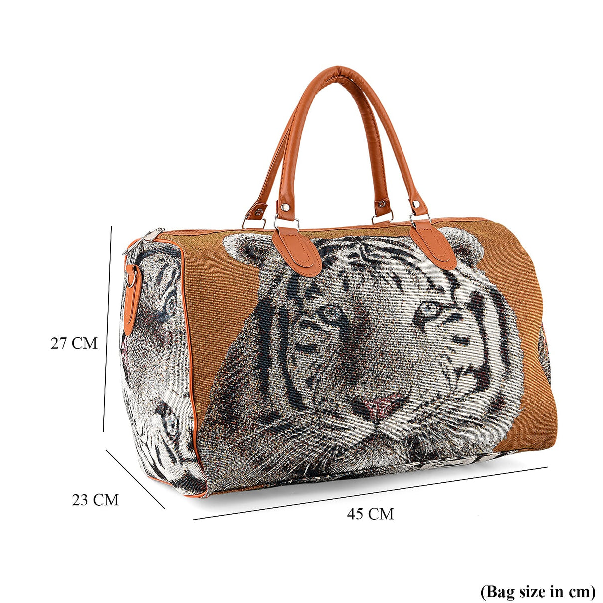 Life Style Tiger Print Duffel Bag with Shoulder Strap - Brown V32370353 9