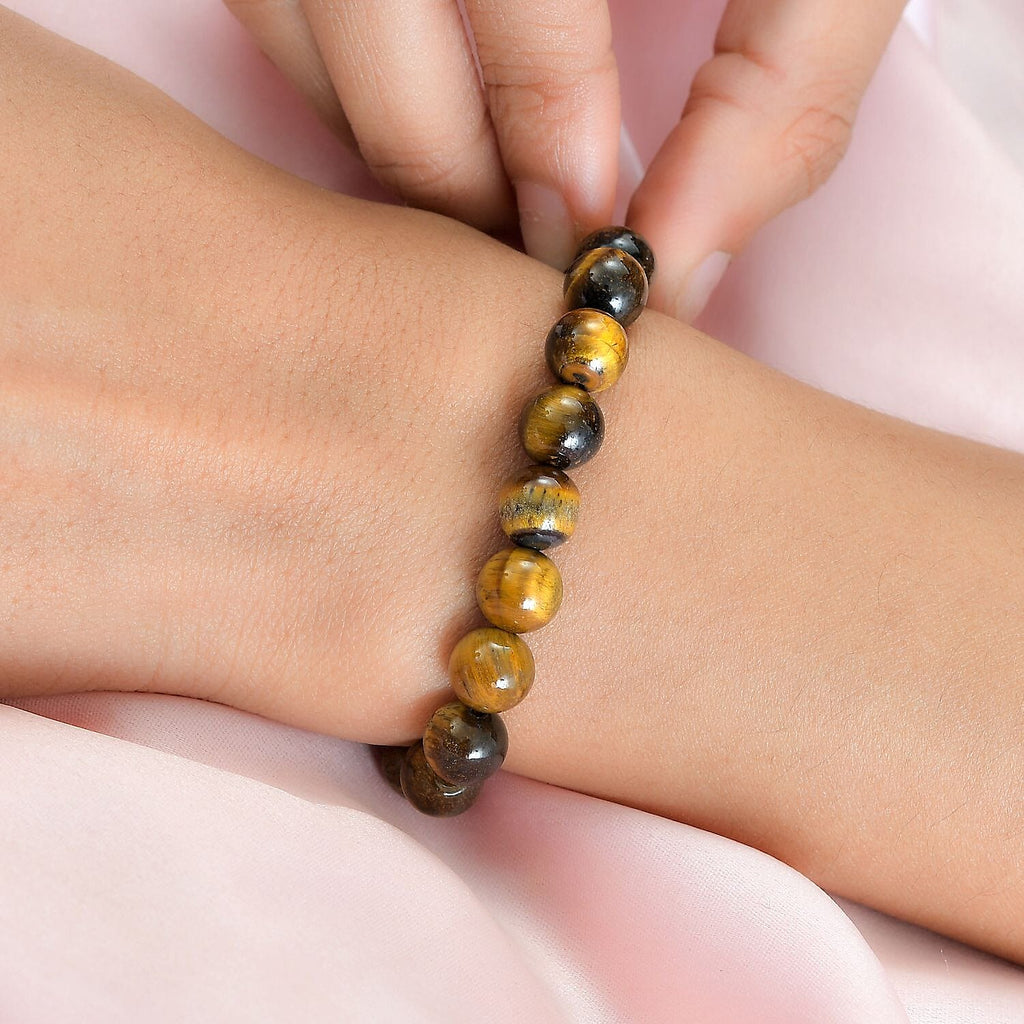 Tigers Eye Adjustable Bracelet (Size - 10.5) in Rhodium Overlay Sterling Silver 65.76 Ct