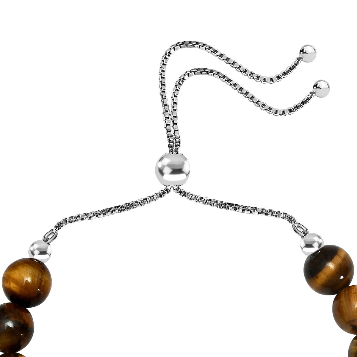 Tigers Eye Adjustable Bracelet (Size - 10.5) in Rhodium Overlay Sterling Silver 65.76 Ct 7649629 3