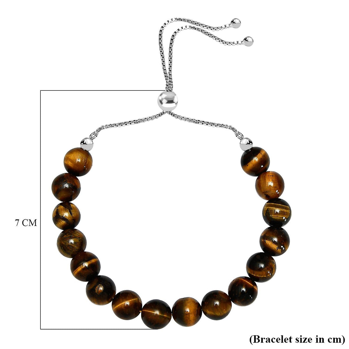 Tigers Eye Adjustable Bracelet (Size - 10.5) in Rhodium Overlay Sterling Silver 65.76 Ct 7649629 4