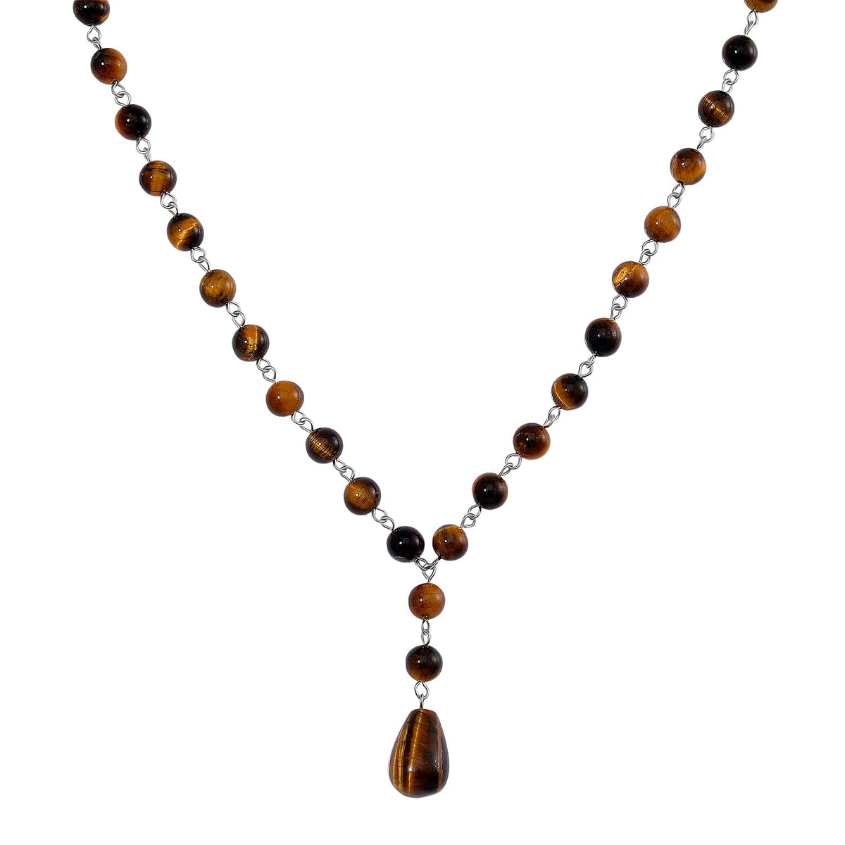 Tigers Eye Necklace (Size 18-2 Ext) in Silver Tone 140.00 Ct. V32667188 0