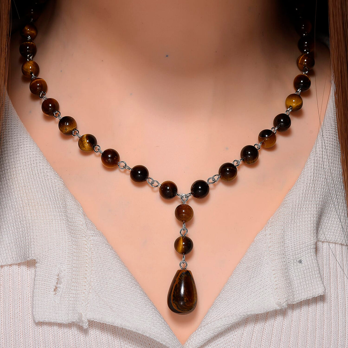 Tigers Eye Necklace (Size 18-2 Ext) in Silver Tone 140.00 Ct. V32667188 2