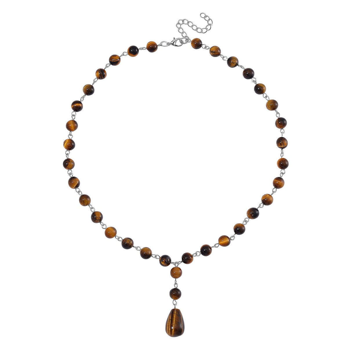 Tigers Eye Necklace (Size 18-2 Ext) in Silver Tone 140.00 Ct. V32667188 3