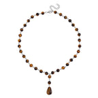 Tigers Eye Necklace (Size 18-2 Ext) in Silver Tone 140.00 Ct.
