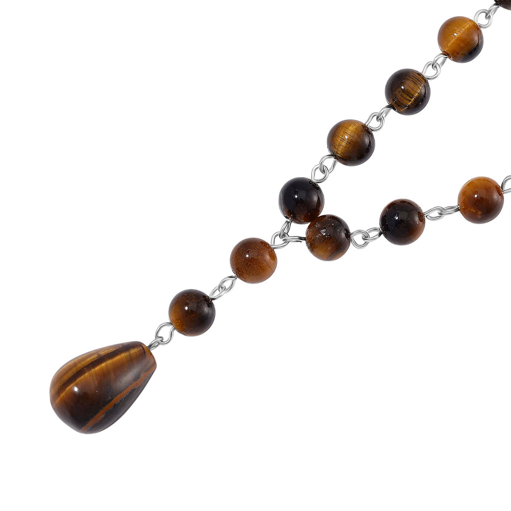 Tigers Eye Necklace (Size 18-2 Ext) in Silver Tone 140.00 Ct.
