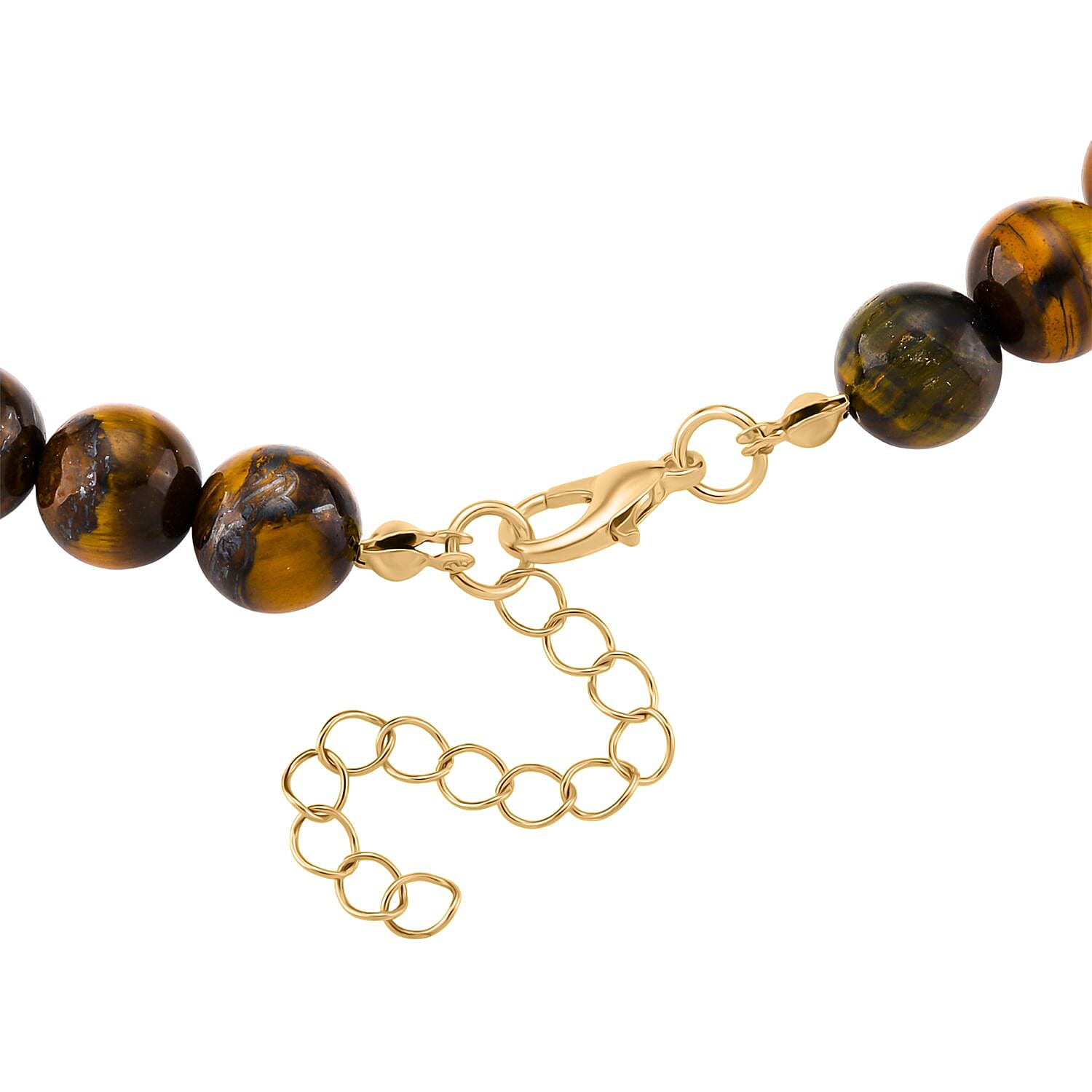 Tigers Eye Beads, Pixiu Necklace (Size 18 - 2 Ext) in Yellow Goldtone 330.00 Ct. 8172093 4