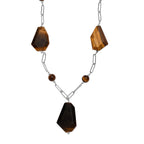 Tigers Eye Necklace (Size - 20) Silver Tone 240.00 Ct.