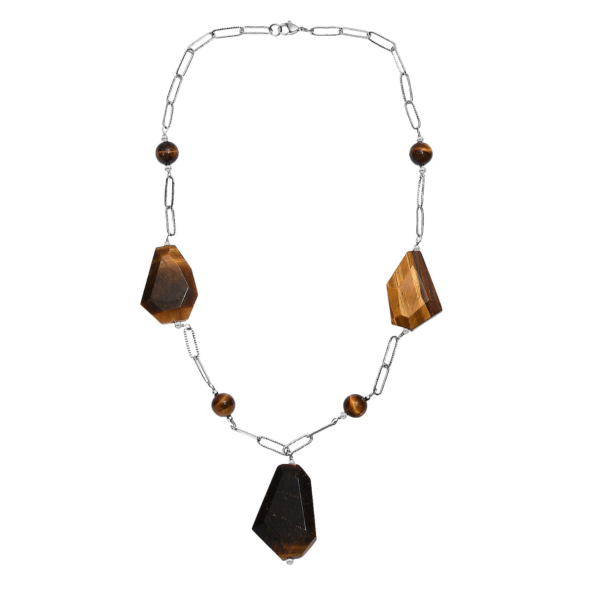 Tigers Eye Necklace (Size - 20) Silver Tone 240.00 Ct. 8265006 4