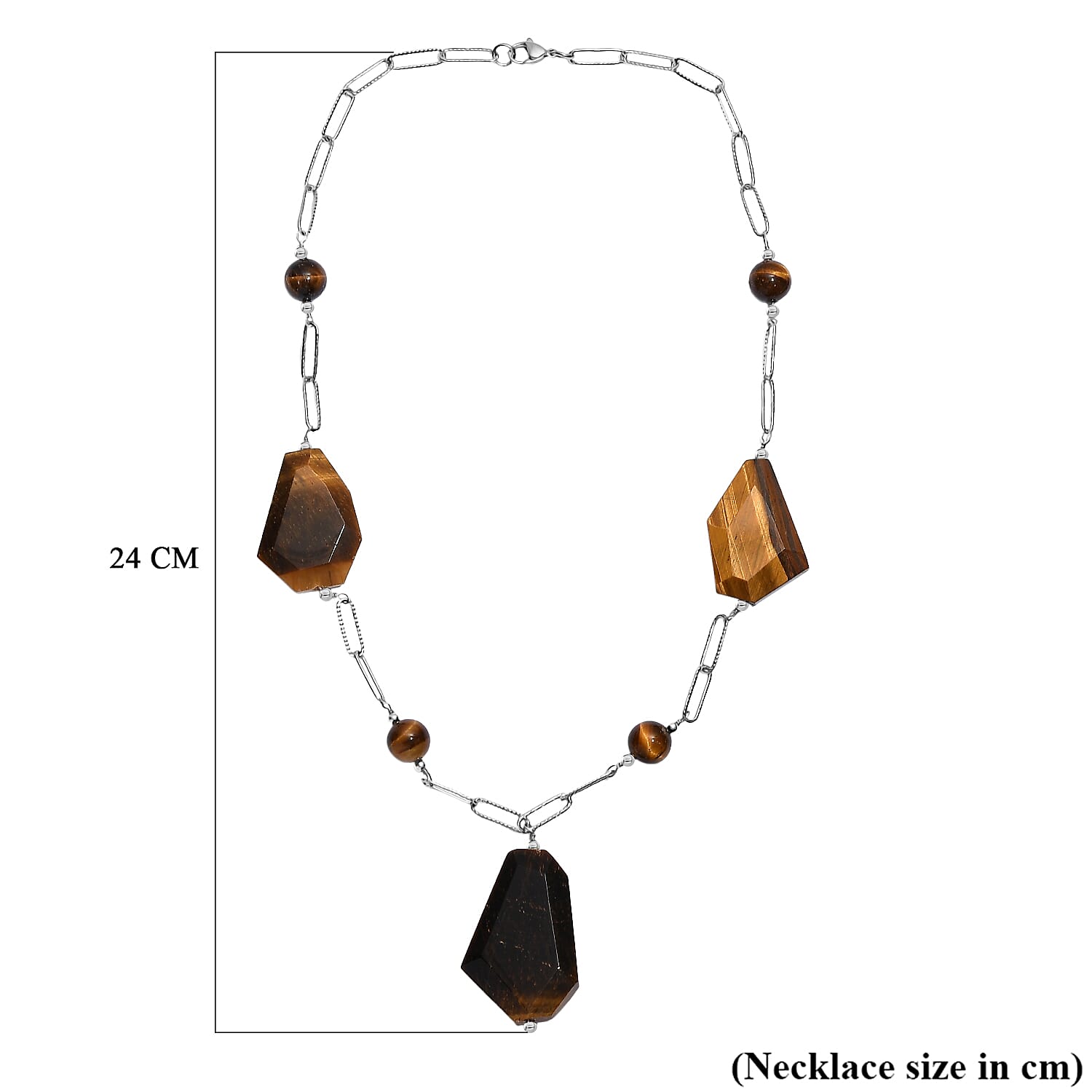 Tigers Eye Necklace (Size - 20) Silver Tone 240.00 Ct. 8265006 6