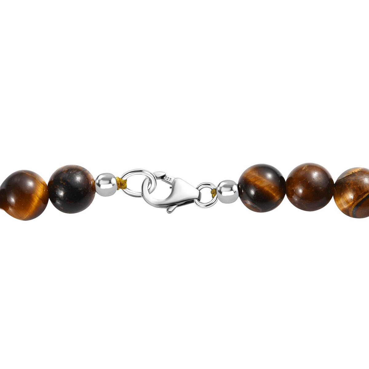 Tigers Eye Beads Necklace (Size - 20) in Rhodium Overlay Sterling Silver 7649701 3
